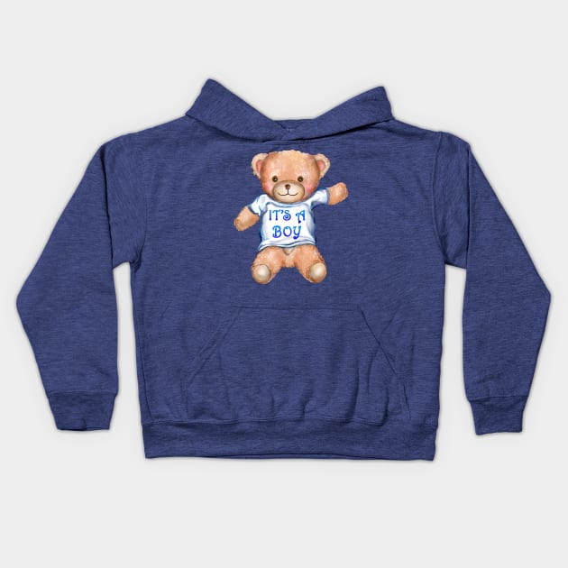 It's A Boy Teddy Bear Toy Kids Hoodie by Art by Deborah Camp